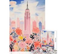 Puzzle de 1000 pièces pour Adultes Empire State Building Aquarelle Anti-Stress Cadeau d'anniversaire Jeu en Famille Collection d'artistes Beaux-Arts Format 50x75cm