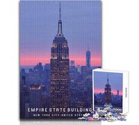 Puzzle de 1000 pièces pour Adultes - Empire State Building - Jeu de Construction Stimulant - Cadeau d'anniversaire - Dimensions 38x26cm