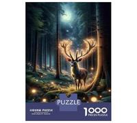 Puzzle De 1000 Pièces pour Adultes Enchanted Forest Glowing Deer Puzzle pour Adultes, Jeu De Réflexion pour Améliorer La Mémoire, Cadeau pour Les Amis Et La Famille 70x50cm/1000pcs