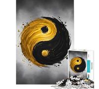 Puzzle de 1000 pièces pour Adultes Énergie Yin-Yang dorée Jeu Impossible Jeu éducatif Idée Cadeau Apprentissage et éducation (Dimensions 38x26cm)