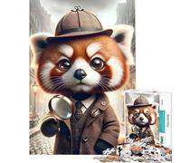 Puzzle de 1000 pièces pour Adultes Enquête du Panda Détective Défi éducatif Une œuvre d'art Jouet Anti-Stress pour Les 14 Ans et Plus (38x52cm)