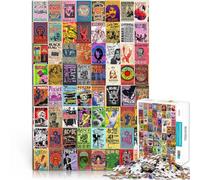 Puzzle de 1000 pièces pour Adultes Épissage rétro coloré psychédélique Jouets de Jeu Jeu éducatif pour Anniversaire, Noël 52x38cm