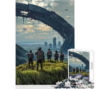Puzzle de 1000 pièces pour Adultes Équipe d'exploration futuriste surplombant Un Paysage Urbain Jeu de réflexion Stimulant et Difficile Décoration Murale Renforce l'amour Entre Les Couples (38x26cm)