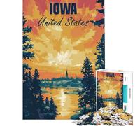 Puzzle de 1000 pièces pour Adultes et Adolescents Affiche Paysage de Coucher de Soleil dans l'Iowa Aide à stimuler Le Cerveau Cadeau pour Femmes Jeu de réflexion pour Les 14 Ans et Plus (50x75cm)