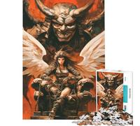 Puzzle de 1000 pièces pour Adultes et Adolescents Ange Démon Samouraï Jeu Familial Décoration Murale Cadeau Unique pour Anniversaire et Noël (Dimensions 38x26cm)