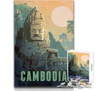 Puzzle de 1000 pièces pour Adultes et Adolescents, Angkor Wat, Cambodge Jeu éducatif, Analyse et logique, œuvre d'art, Cadeau Dimensions : 50x75cm
