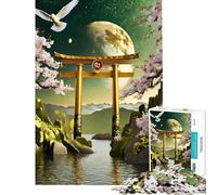 Puzzle de 1000 pièces pour Adultes et Adolescents Arbre bonsaï Abstrait et Torii Stimule Le Cerveau pour Femmes Jeu de réflexion à partir de 14 Ans (38x52cm)