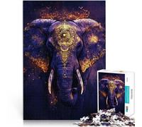 Puzzle de 1000 pièces pour Adultes et Adolescents Art du Roi éléphant Fait de Papier,pour et à partir de 14 Ans et Plus Interaction Parent-Enfant Cadeau éducatif d'apprentissage。Taille:38x52cm
