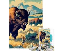 Puzzle de 1000 pièces pour Adultes et Adolescents Bisons du Parc National de Yellowstone Un Jeu de réflexion Stimulant Amusant et Humoristique à partir de 14 Ans (38x26cm)