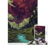 Puzzle de 1000 pièces pour Adultes et Adolescents Crâne dans Le Ciel Mauvais présage Jeu de Construction à Faire soi-même Cadeau d'anniversaire Jeu éducatif et Relaxant Dimensions 50x75cm