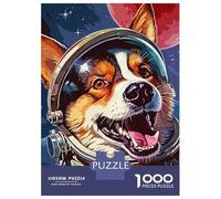 Puzzle De 1000 Pièces pour Adultes Et Adolescents Dog Astronaut Puzzles Jeux Relaxants Améliore La Mémoire Cadeaux Uniques pour Anniversaire Et Noël 38x26cm/1000pcs