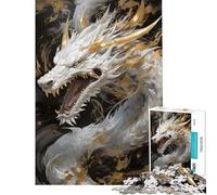 Puzzle de 1000 pièces pour Adultes et Adolescents Dragon Chinois à l'encre dorée Jeu de Construction d'analyse et de logique Cadeau Stimulant (38x52cm)