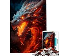Puzzle de 1000 pièces pour Adultes et Adolescents Dragon de feu Lumineux Jeu éducatif et interactif pour Toute la Famille Idée Cadeau pour Un Père Noël Secret (38x52cm)