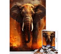 Puzzle de 1000 pièces pour Adultes et Adolescents Éléphant de l'enfer Décoration intérieure Jouet Cadeau Artistique Jeu Amusant Renforce l'amour de Couple Dimensions 38x26cm