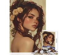 Puzzle de 1000 pièces pour Adultes et Adolescents Femme avec des Fleurs dans Les Cheveux Décoration intérieure Jouet œuvre d'art Cadeau Jeu Amusant pour renforcer l'amour au Sein du Couple 38x52cm