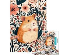 Puzzle de 1000 pièces pour Adultes et Adolescents Illustration d'un Hamster dans Un Jardin Fleuri Jeu Amusant et Rapide Idéal comme Cadeau (Dimensions 50x75cm)
