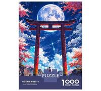 Puzzle De 1000 Pièces pour Adultes Et Adolescents Japanese Moonlit Torii Landscape Puzzles Jeux Relaxants Améliore La Mémoire Cadeaux Uniques pour Anniversaire Et Noël 70x50cm/1000pcs
