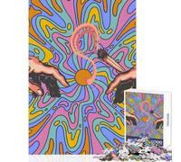 Puzzle de 1000 pièces pour Adultes et Adolescents Jeu de Construction Manuelle Mains de Dieu Jouet à Monter soi-même Cadeau Original pour Un Anniversaire ou Noël (38x52cm)