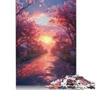 Puzzle de 1000 pièces pour Adultes et Adolescents - Jeu de Puzzle - Chemin des cerisiers en Fleurs - Jeux éducatifs - Activités familiales - 1000 pièces (75 x 50 cm)