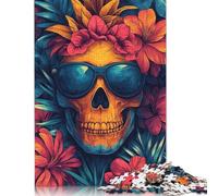 Puzzle de 1000 pièces pour Adultes et Adolescents - Jeu de Puzzle - Crâne dans Un Paradis Tropical - Jeux éducatifs - Activités familiales - 1000 pièces (75 x 50 cm)