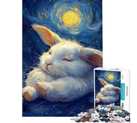 Puzzle de 1000 pièces pour Adultes et Adolescents Lapin endormi sous Un Ciel étoilé Puzzle pour Adolescents décoration Murale améliore la mémoire Difficile et Stimulant (Taille 38x26cm)