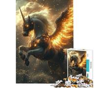 Puzzle de 1000 pièces pour Adultes et Adolescents Licorne ailée de feu Jeu éducatif et Manuel pour s'amuser en Famille Idée Cadeau pour Un Père Noël Secret (Taille 38x52cm)