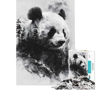 Puzzle de 1000 pièces pour Adultes et Adolescents Panda Double Exposition Lune Un Jeu de réflexion Stimulant Amusant et Humoristique à partir de 14 Ans (50x75cm)