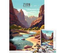 Puzzle de 1000 pièces pour Adultes et Adolescents Parc National de Zion Jeu de Puzzle de 1000 pièces Cadeau pour Les Anniversaires et Les activités familiales (38x52cm)