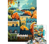 Puzzle de 1000 pièces pour Adultes et Adolescents Paysage Urbain d'Helsinki Finlande Jouet éducatif et ludique pour Toute la Famille Idée Cadeau pour Un Père Noël Secret (38x52cm)