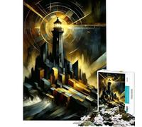 Puzzle de 1000 pièces pour Adultes et Adolescents Phare dans la lumière dorée Jeu Familial Difficile Idéal comme Cadeau (Dimensions 38x26cm)
