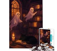 Puzzle de 1000 pièces pour Adultes et Adolescents Puzzle bibliothèque d'halloween Chaleureux Jeu de Construction de 1000 pièces Jeu d'analyse et de logique Stimulant Cadeau (38x26cm)