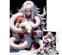 Puzzle de 1000 pièces pour Adultes et Adolescents Serpent Blanc ﹨u Femme Décoration Murale Cadeau de Père Noël Secret Jeu Amusant pour renforcer l'amour Entre Couples Dimensions 50x75cm