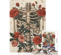 Puzzle de 1000 pièces pour Adultes et Adolescents Squelette enlacé avec Une Rose Décoration Murale Cadeau de Noël Secret Jeu Amusant pour renforcer l'amour au Sein du Couple Dimensions 38x26cm