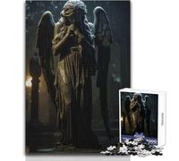 Puzzle de 1000 pièces pour Adultes et Adolescents - Statue d'ange en Pleurs - Jeu éducatif d'analyse et de logique - Œuvre d'art - Cadeau - Dimensions : 38x52cm
