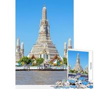 Puzzle de 1000 pièces pour Adultes et Adolescents Temple de Bangkok Thaïlande Jeu Familial Cadeau d'anniversaire Niveau de difficulté Difficile (38x52cm)