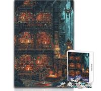 Puzzle de 1000 pièces pour Adultes et Adolescents - Thème : Bibliothèque Ancienne - Pixel Art - Jeu éducatif - Analyse et logique - Cadeau - Dimensions : 38x52cm