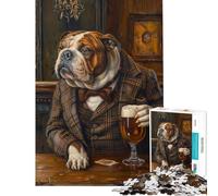 Puzzle de 1000 pièces pour Adultes et Adolescents thème Bouledogue et pub Irlandais Jeu Manuel Cadeau Original pour Femmes Anniversaire et Cadeau Unique (Taille 50x75cm)