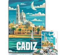 Puzzle de 1000 pièces pour Adultes et Adolescents, thème Cadix, Espagne, Jeux éducatifs, Anti-Stress, idéal pour la décoration de Bureau, 75x50cm