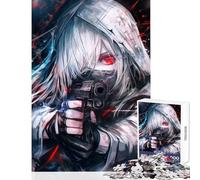 Puzzle de 1000 pièces pour Adultes et Adolescents Thème Fille d'anime armée d'un Pistolet Décoration intérieure Jouet œuvre d'art Cadeau Jeu Amusant pour renforcer Les Liens du Couple 50x75cm