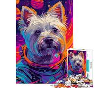 Puzzle de 1000 pièces pour Adultes et Adolescents Thème Terrier Astronaute Espace Jeu Familial Niveau de difficulté Difficile Idéal comme Cadeau (Dimensions 38x26cm)