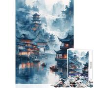 Puzzle de 1000 pièces pour Adultes et Adolescents Thème Vintage Japonais Voyage rivière Décoration intérieure Jouet œuvre d'art Cadeau Jeu Amusant renforce Les Liens du Couple Dimensions 50x75cm
