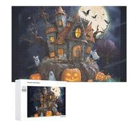 Puzzle de 1000 pièces pour Adultes et Enfants - Château hanté et thème Halloween - Jeu éducatif Stimulant pour la décoration intérieure et Les activités familiales - 26 x 38 cm