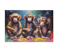 Puzzle De 1000 Pièces pour Adultes Et Enfants - Puzzle De Singe en Bois - Cadeau (75×50cm)