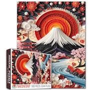 Puzzle de 1000 pièces pour adultes et étudiants - Mont Fuji en fleurs de cerisier - Temples japonais - Coucher de soleil - Grand format - 50,8 x 68,6 cm - Cadeau coloré pour la famille et les amis
