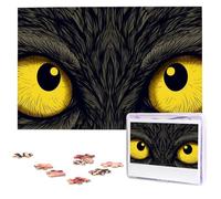 Puzzle de 1000 pièces pour adultes et familles - Puzzle stimulant pour nuits de jeu - Deux yeux jaunes - Pièces de puzzle en bois personnalisées - 75 x 50 cm