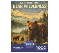 Puzzle De 1000 Pièces pour Adultes Explore The Bear Wilderness Vintage Puzzles pour Adultes pour S'amuser en Famille pour Un Anniversaire, Noël, Un Jeu De Défi Unique 38x26cm/1000pcs