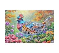 Puzzle De 1000 Pièces pour Adultes Faisan dans Les Fleurs 1000 PCS 75x50cm Durable Réutilisable Cadeau d'anniversaire Parfait pour Amateurs De Puzzle Famille Amis