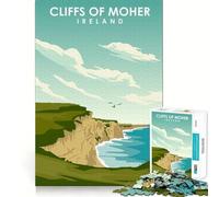 Puzzle de 1000 pièces pour Adultes Falaises de Moher,Irlande Jeu de réflexion Artistique de qualité supérieure pour Jouer occasionnellement ou pour Un Anniversaire (38x26cm)