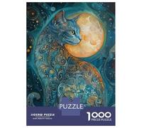 Puzzle De 1000 Pièces pour Adultes Fantasy Cat Art Print-2 Puzzle Jouet Décoration Murale Une Œuvre d'art Cadeaux Uniques pour Anniversaire Et Noël 52x38cm/1000pcs