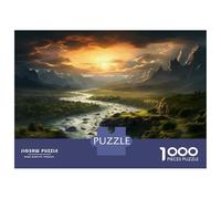 Puzzle De 1000 Pièces pour Adultes Fantasy Landscape with River and Mountains Puzzle Jouet Décoration Murale Une Œuvre d'art Cadeaux Uniques pour Anniversaire Et Noël 70x50cm/1000pcs
